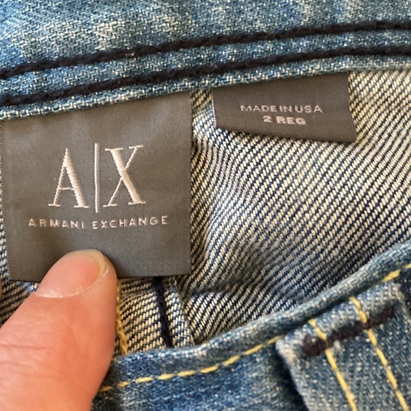 ARMANI EXCHANGE women’s blue ‘bleach stained’ Jeans bootleg - Picture 10 of 15